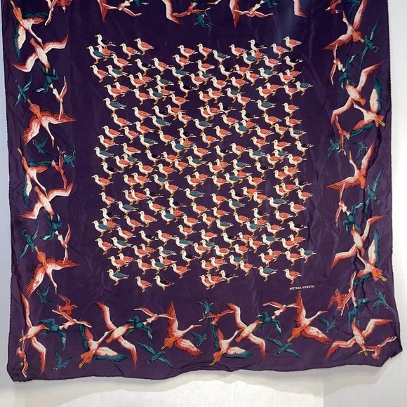 Bottega Veneta Womens Scarf w/ Birds 100% Silk EUC - Picture 8 of 8